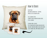 How to order the Bullmastiff cushion - Cover Only, Full Cushion and Pad, or Cushion+Mug+Coaster