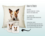 How to order the Bull Terrier cushion - Cover Only, Full Cushion and Pad, or Cushion+Mug+Coaster