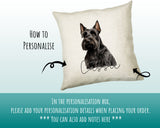 How to personalise the Scottish Terrier name cushion - add your dog's name in the personalisation box