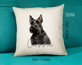 Scottish Terrier name cushion size guide - 40 x 40cm (16 x 16 inches)