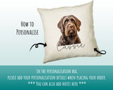 How to personalise the Wirehaired Pointing Griffon name cushion - add your dog's name in the personalisation box