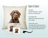 How to order the Wirehaired Pointing Griffon cushion - Cover Only, Full Cushion and Pad, or Cushion+Mug+Coaster