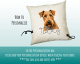 How to personalise the Airedale Terrier name cushion - add your dog's name in the personalisation box