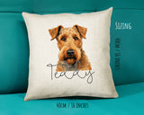 Airedale Terrier name cushion size guide - 40 x 40cm (16 x 16 inches)