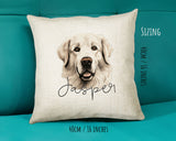 Pyrenean Mountain Dog name cushion size guide - 40 x 40cm (16 x 16 inches)