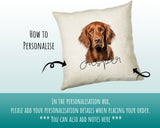 How to personalise the Irish Setter name cushion - add your dog's name in the personalisation box
