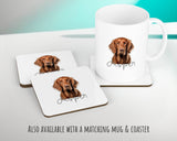 Personalised Irish Setter cushion with matching mug and coaster