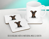 Personalised Miniature Pinscher cushion with matching mug and coaster