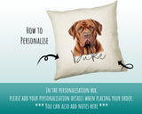 How to personalise the Dogue de Bordeaux name cushion - add your dog's name in the personalisation box