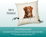 How to personalise the Nova Scotia Duck Tolling Retriever name cushion - add your dog's name in the personalisation box