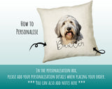 How to personalise the Old English Sheepdog name cushion - add your dog's name in the personalisation box