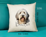 Old English Sheepdog name cushion size guide - 40 x 40cm (16 x 16 inches)