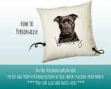 How to personalise the Staffordshire Bull Terrier name cushion - add your dog's name in the personalisation box