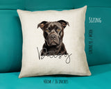 Staffordshire Bull Terrier name cushion size guide - 40 x 40cm (16 x 16 inches)