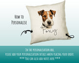 How to personalise the Fox Terrier name cushion - add your dog's name in the personalisation box