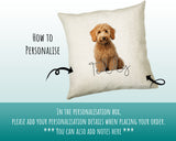 How to personalise the Goldendoodle name cushion - add your dog's name in the personalisation box