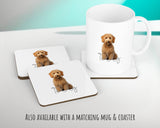 Personalised Goldendoodle cushion with matching mug and coaster