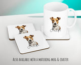 Personalised Jack Russell Terrier cushion with matching mug and coaster