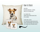 How to order the Jack Russell Terrier cushion - Cover Only, Full Cushion and Pad, or Cushion+Mug+Coaster