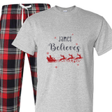 Personalised Santas Sleigh Xmas Pyjamas - T-Shirt - PJ023