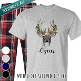 Personalised Reindeer Xmas Pyjamas - T-Shirt - PJ050