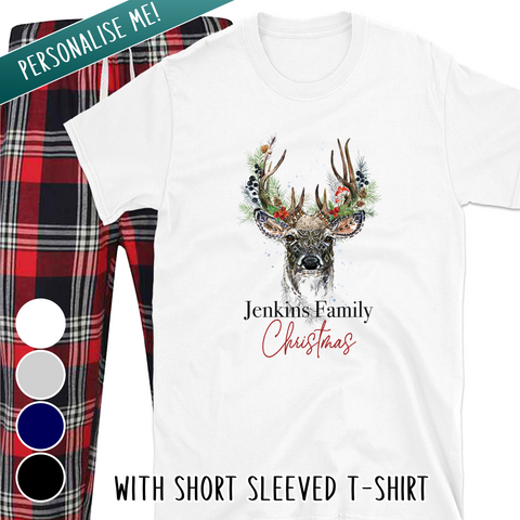 Personalised Reindeer Xmas Pyjamas - T-Shirt - PJ049