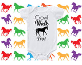 a baby bodysuit with a horse on it