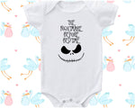 a white baby bodysuit with the words the night before bed time printed on it