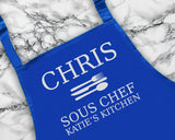 Personalised Sous Chef Apron Custom Cooking Baking Apron Anniversary Gifts For Him For Dad For Husband Mens Apron Idea Wifes Kitchen AP0011
