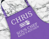 Personalised Sous Chef Apron Custom Cooking Baking Apron Anniversary Gifts For Him For Dad For Husband Mens Apron Idea Wifes Kitchen AP0011