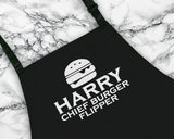 Personalised Chief Burger Flipper Apron Cooking Baking Apron Gift For Him For Dad For Husband Mens Apron Barbecue Gift Idea AP017
