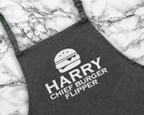 Personalised Chief Burger Flipper Apron Cooking Baking Apron Gift For Him For Dad For Husband Mens Apron Barbecue Gift Idea AP017