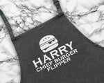Personalised Chief Burger Flipper Apron Cooking Baking Apron Gift For Him For Dad For Husband Mens Apron Barbecue Gift Idea AP017