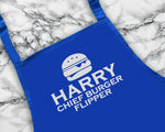 Personalised Chief Burger Flipper Apron Cooking Baking Apron Gift For Him For Dad For Husband Mens Apron Barbecue Gift Idea AP017