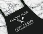 Personalised King Of Cakes Mens Apron Custom Cooking Baking Barbecue Apron BBQ Gifts For Him Dad Husband Boyfriend Apron Gift Idea AP0813