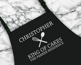 Personalised King Of Cakes Mens Apron Custom Cooking Baking Barbecue Apron BBQ Gifts For Him Dad Husband Boyfriend Apron Gift Idea AP0813