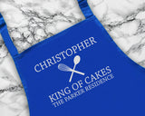 Personalised King Of Cakes Mens Apron Custom Cooking Baking Barbecue Apron BBQ Gifts For Him Dad Husband Boyfriend Apron Gift Idea AP0813