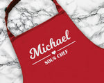 Personalised Sous Chef Apron Custom Cooking Baking Apron Gifts For Him For Her For Husband For Wife Mens Womens Apron Daddy Gift Idea AP0005