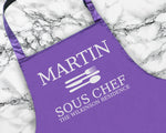 Personalised Sous Chef Mens Apron Custom Cooking Baking Barbecue Apron BBQ Gifts For Him Dad Husband Boyfriend Apron Gift Idea AP0809