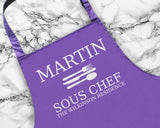 Personalised Sous Chef Mens Apron Custom Cooking Baking Barbecue Apron BBQ Gifts For Him Dad Husband Boyfriend Apron Gift Idea AP0809
