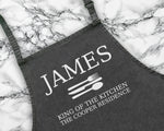 Personalised King Of The Kitchen Mens Apron Cooking Baking Barbecue Apron BBQ Gifts For Him Dad Husband Boyfriend Apron Gift Idea AP0811