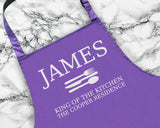 Personalised King Of The Kitchen Mens Apron Cooking Baking Barbecue Apron BBQ Gifts For Him Dad Husband Boyfriend Apron Gift Idea AP0811