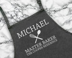 Personalised Master Baker Mens Apron Custom Cooking Baking Barbecue Apron BBQ Gifts For Him Dad Husband Boyfriend Apron Gift Idea AP0812