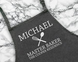 Personalised Master Baker Mens Apron Custom Cooking Baking Barbecue Apron BBQ Gifts For Him Dad Husband Boyfriend Apron Gift Idea AP0812