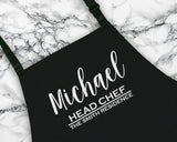 Personalised Head Chef Family Residence Apron Gift For Dad Brother Husband Boyfriend Cooking Baking Full Length Custom Apron Gift AP0831