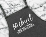 Personalised Head Chef Family Residence Apron Gift For Dad Brother Husband Boyfriend Cooking Baking Full Length Custom Apron Gift AP0831