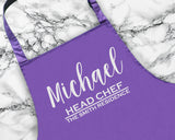 Personalised Head Chef Family Residence Apron Gift For Dad Brother Husband Boyfriend Cooking Baking Full Length Custom Apron Gift AP0831