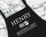 Personalised Master Chef Mens Apron Custom Cooking Baking Barbecue Apron BBQ Gifts For Him Dad Husband Boyfriend Apron Gift Idea AP0810