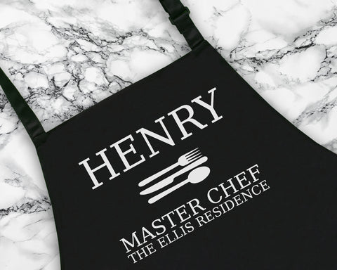 Personalised Master Chef Mens Apron Custom Cooking Baking Barbecue Apron BBQ Gifts For Him Dad Husband Boyfriend Apron Gift Idea AP0810