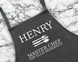Personalised Master Chef Mens Apron Custom Cooking Baking Barbecue Apron BBQ Gifts For Him Dad Husband Boyfriend Apron Gift Idea AP0810